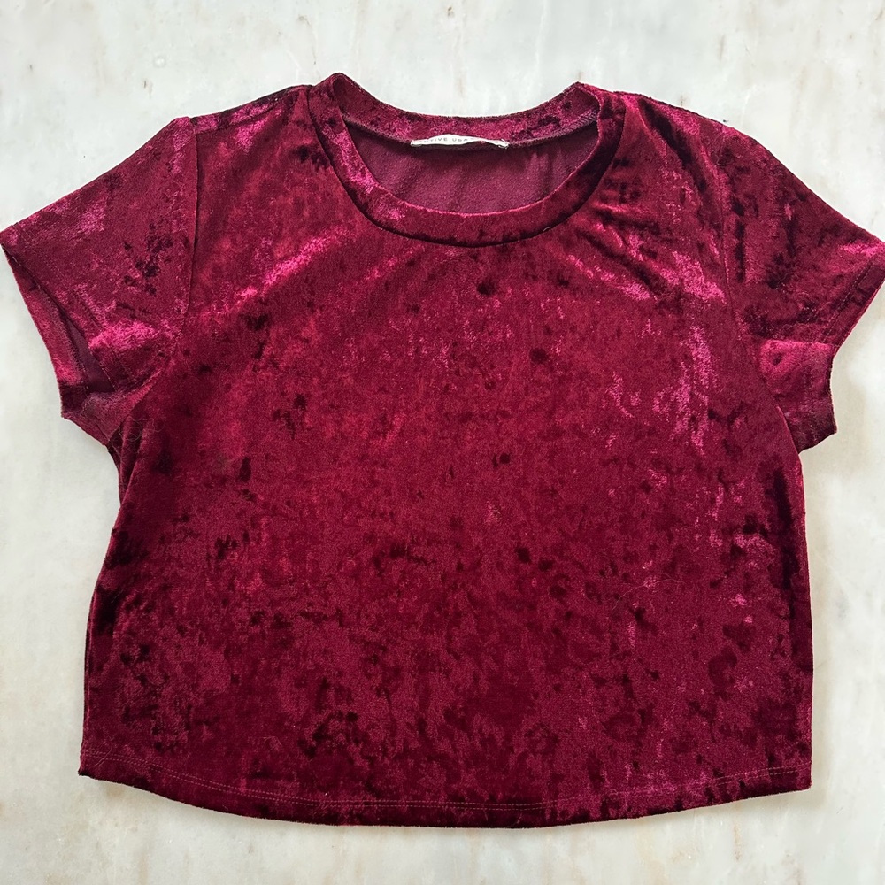 Wine Crushed Velvet Baby Tee